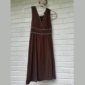 Max Edition Y2K Brown Cream Sleeveless Dress